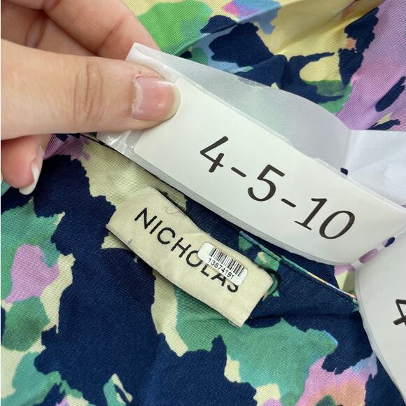 Nicholas Dress Womens 2 Blue Yellow Pink Simie Floral Sweetheart Mini Strapless - Picture 7 of 12